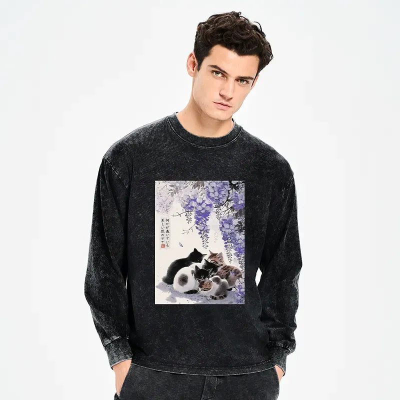 Japanese Cats Wisteria Long Sleeve