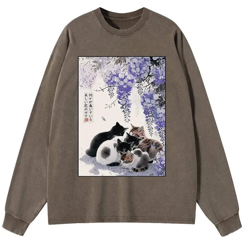 Washed Long Sleeve T-Shirt for Streetwear