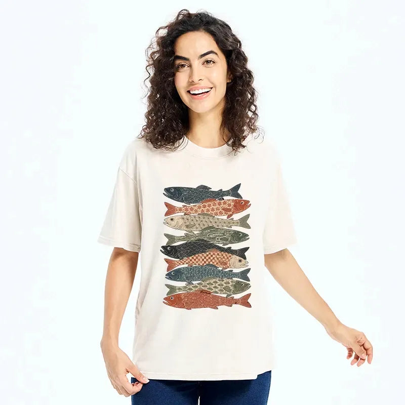 Japanese Block Print T-Shirt for Daily Wear