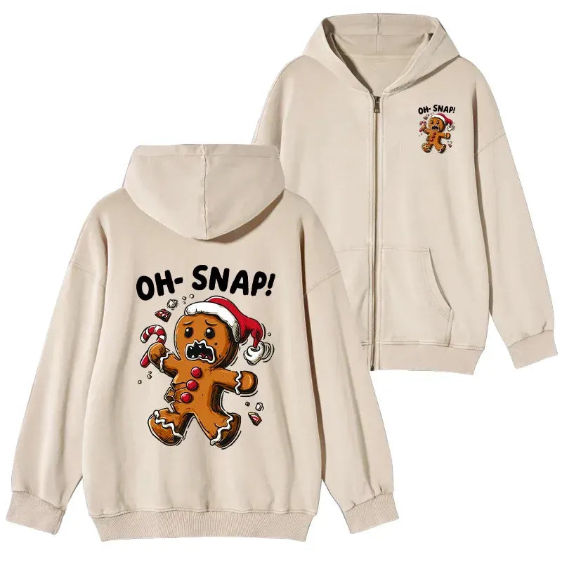 Kyoto-Lion Oh Snap The Gingerbread Man's Christmas Chaos Washed Zip Hoodie
