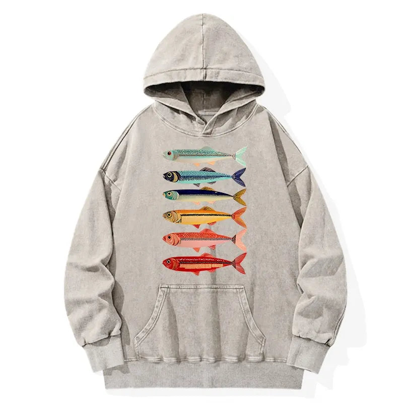 Kyoto-Lion Colorful Fish Stack Washed Hoodie