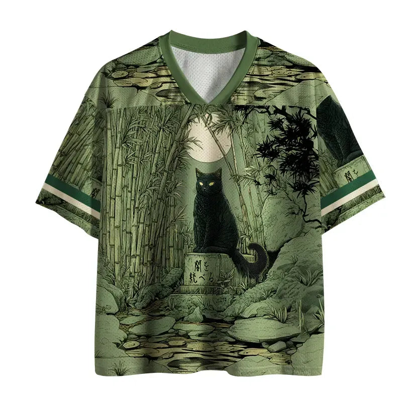 Japanese moon cat mesh jersey on sale