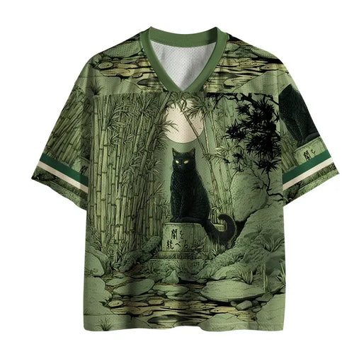 Japanese moon cat mesh jersey on sale