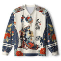 Kyoto-Lion Peony Butterfly Kimono Cat Paneled Long Sleeve Jersey
