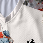 Kyoto-Lion Peony Butterfly Kimono Cat Paneled Long Sleeve Jersey