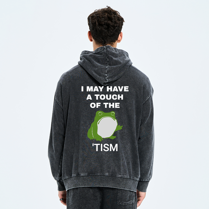 Kyoto-Lion Funny Frog Flipping The Bird Washed Zip Hoodie