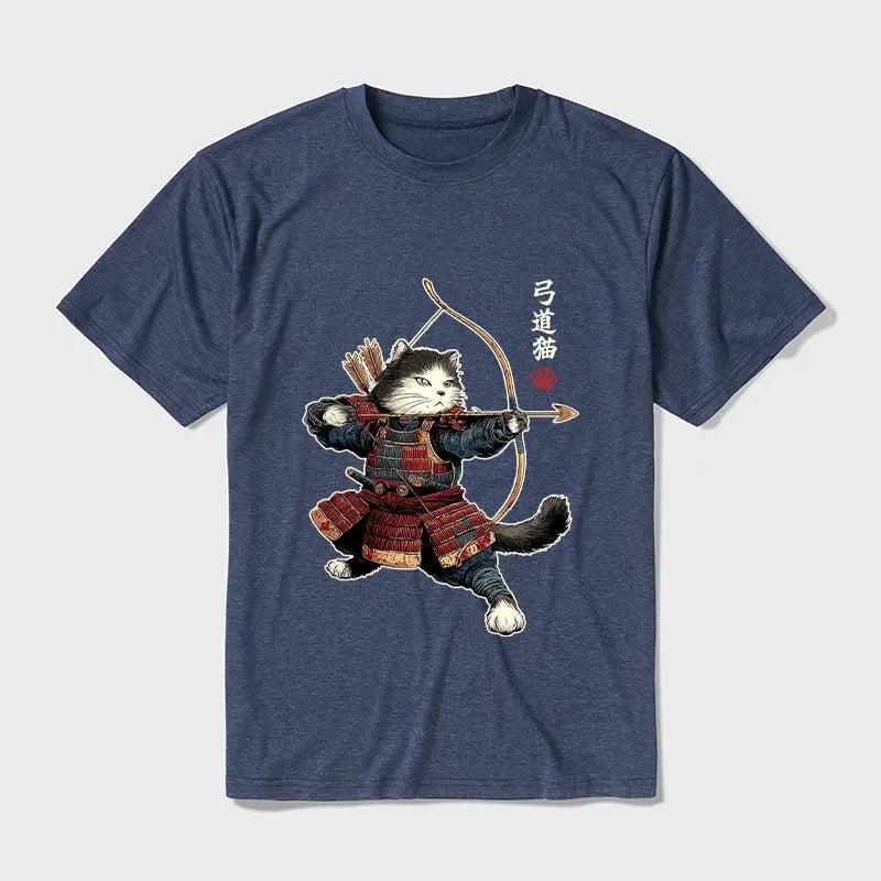 Kyoto Kyudo Cat Cotton Blend T-Shirt