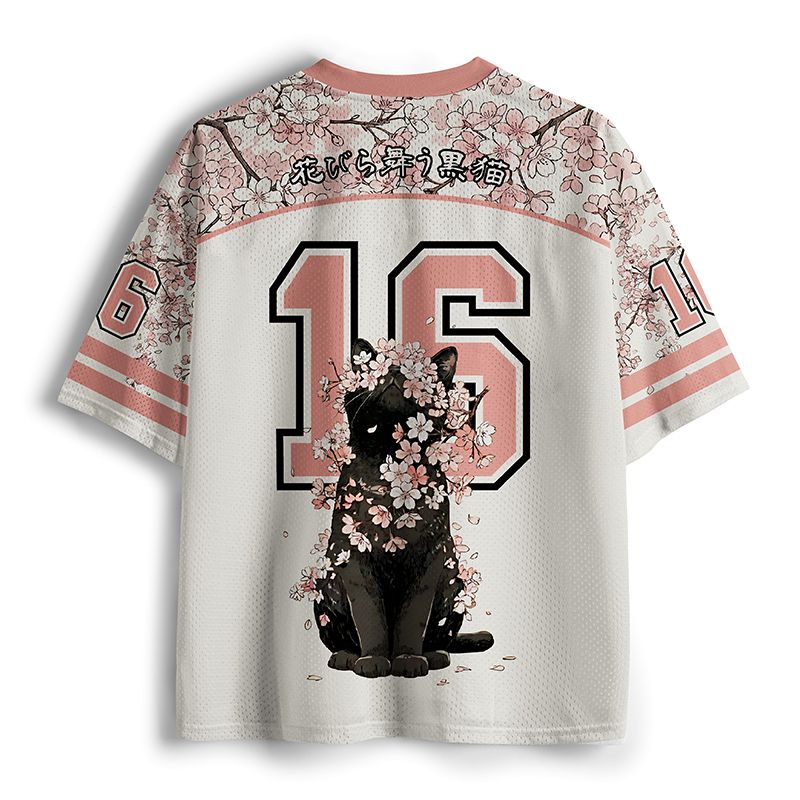 Japanese Black Cat Mesh Jersey for Summer