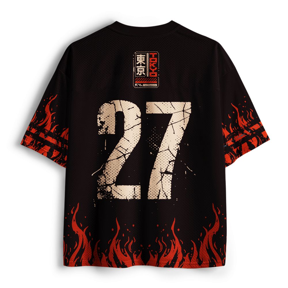 Kyoto-Lion Retro Steampunk Mecha Cat Monster Graphic Mesh Mesh Jersey