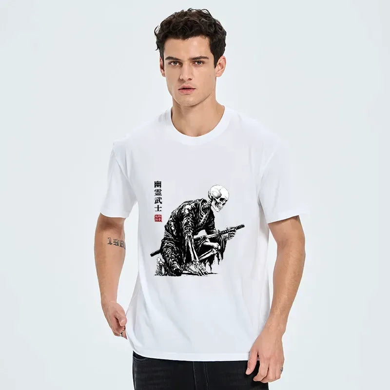 Kyoto-Lion Vintage Dark Ghost Samurai Sketch Classic T-Shirt