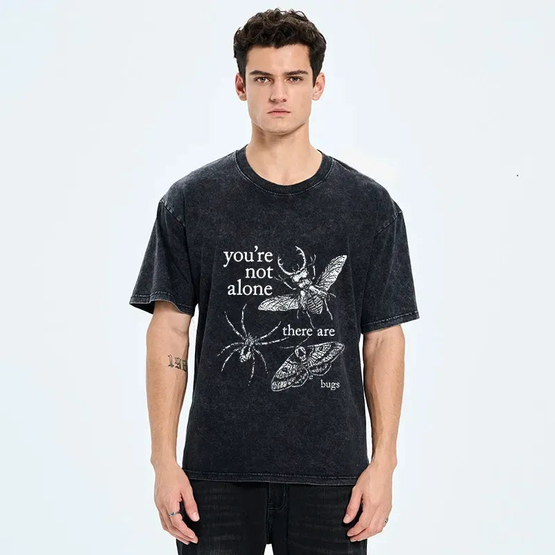 Kyoto-Lion Dark Cute Bug Comfort Statement Graphic Washed T-Shirt