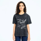 Kyoto-Lion Dark Cute Bug Comfort Statement Graphic Washed T-Shirt