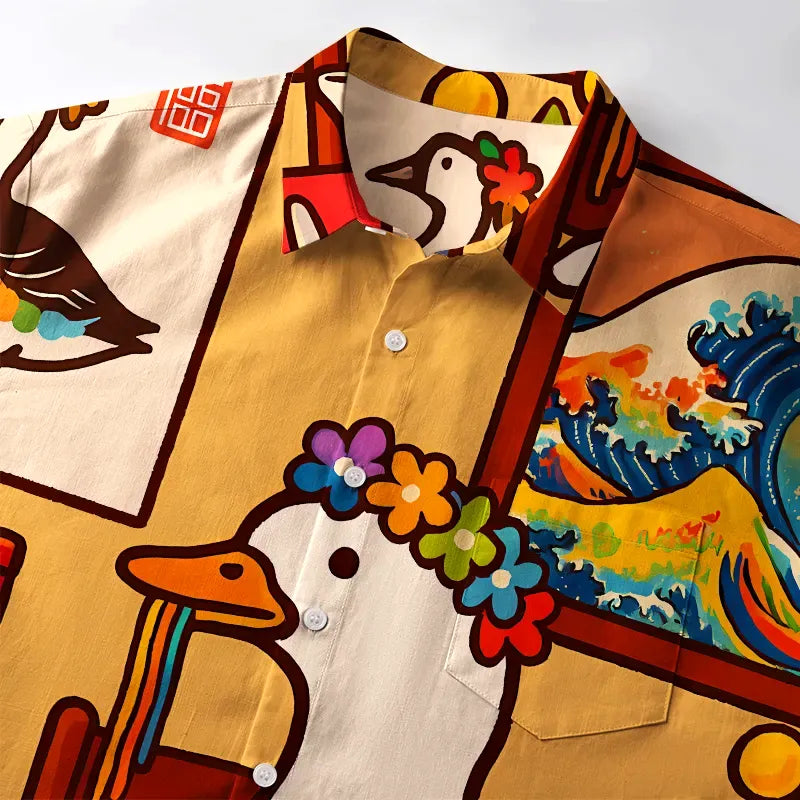 Kyoto-Lion More Spaghetti Less Upsetti Goose Button-up Shirt