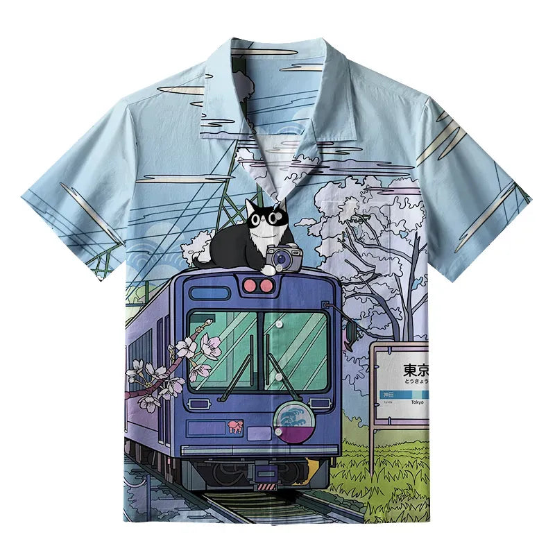Japanese Black Cat Hawaiian Shirt Free Shipping