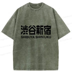 Japanese Washed T-Shirt for Streetwear