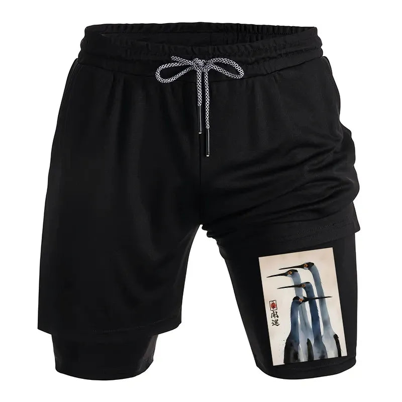 Kyoto-Lion Retro Sandhill Crane Training Shorts
