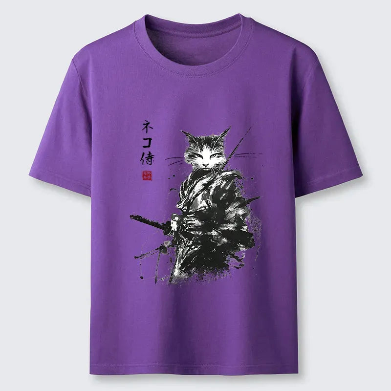 Samurai Cat Japanese T-Shirt Free Shipping