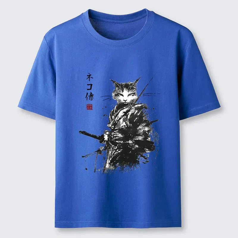 Samurai Cat Japanese T-Shirt Free Shipping