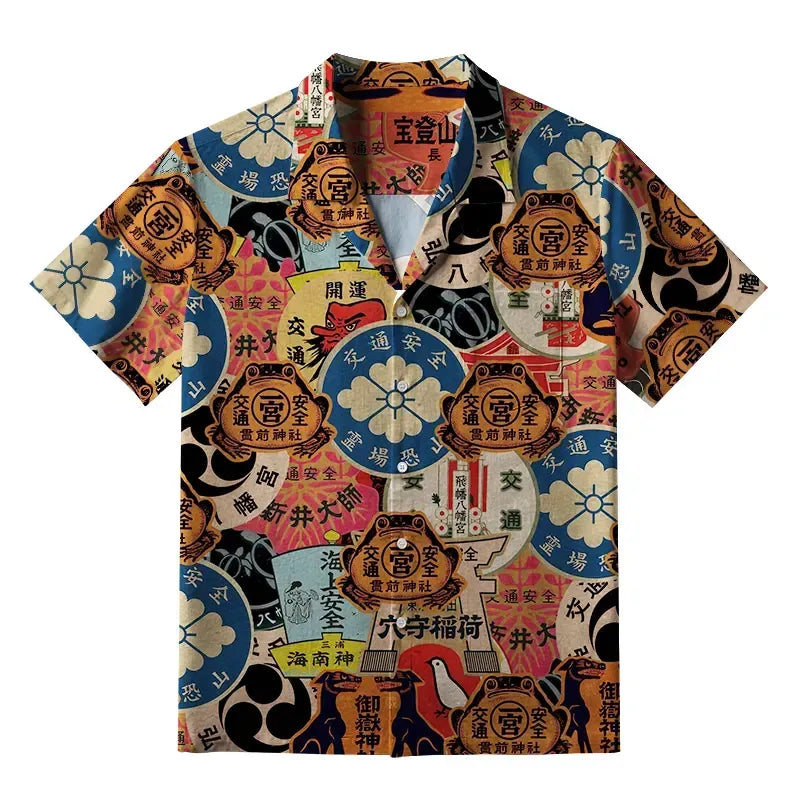 Retro Kyoto Lion Aloha Shirt on Sale