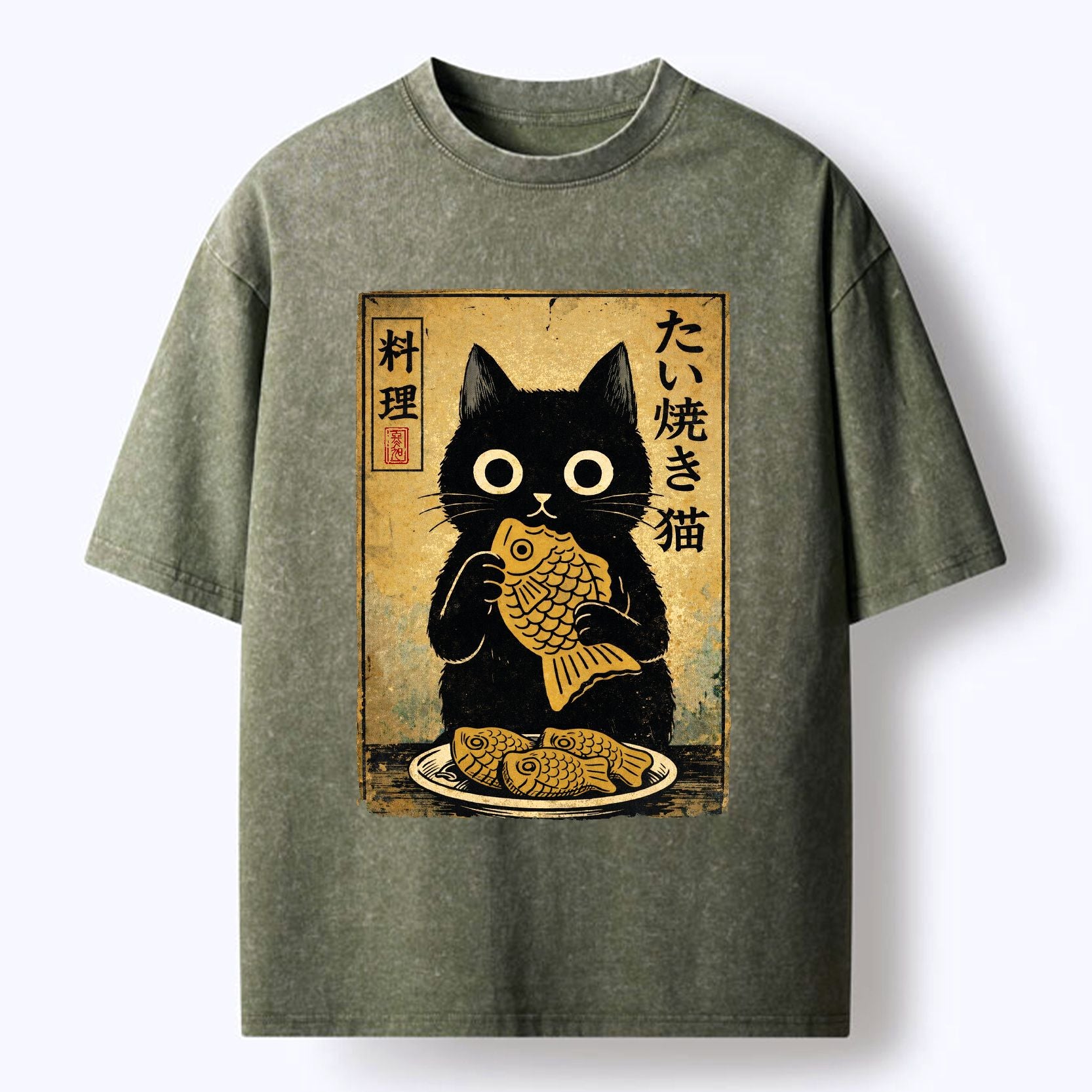 trendy kyoto cat t-shirt for summer
