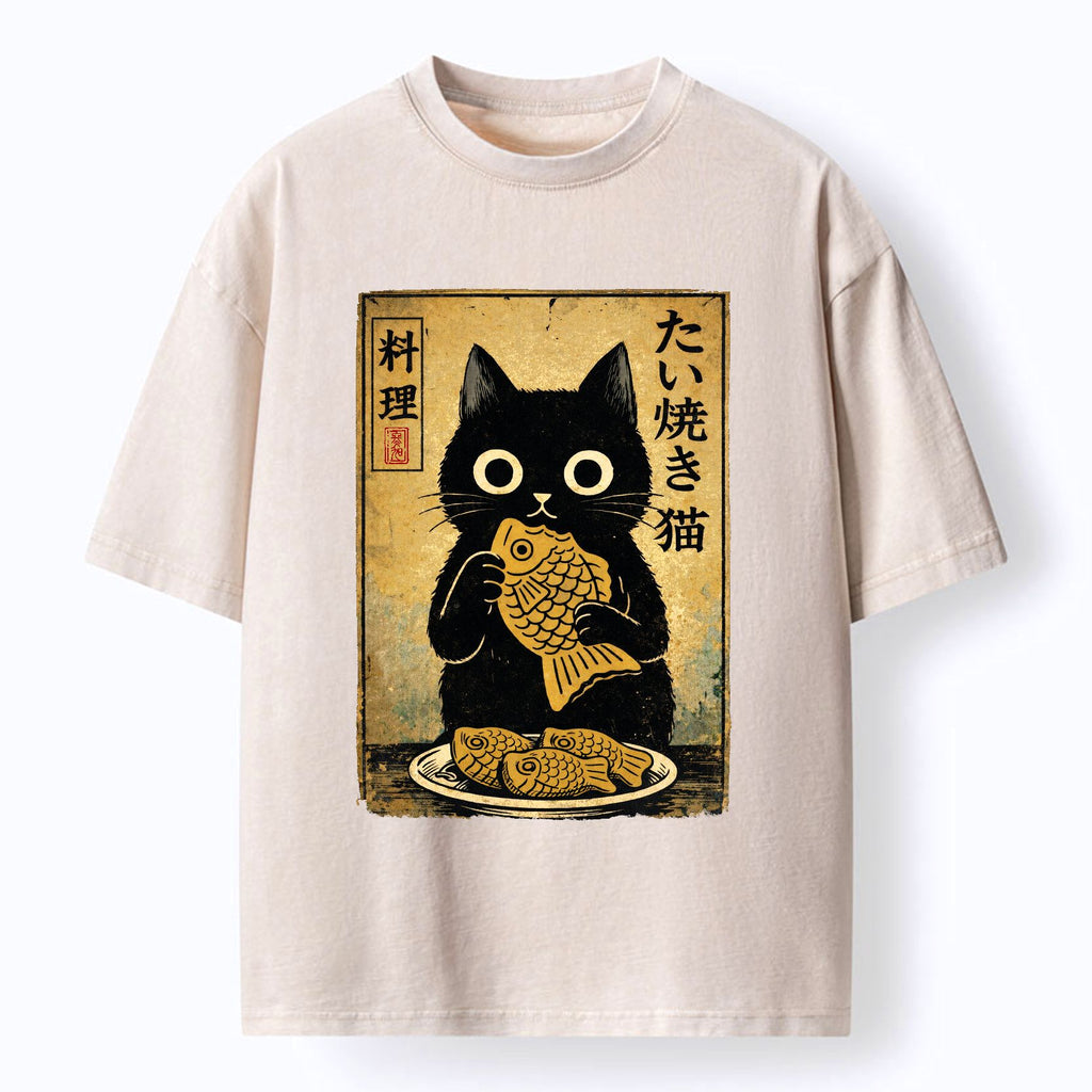 trendy kyoto cat t-shirt for summer