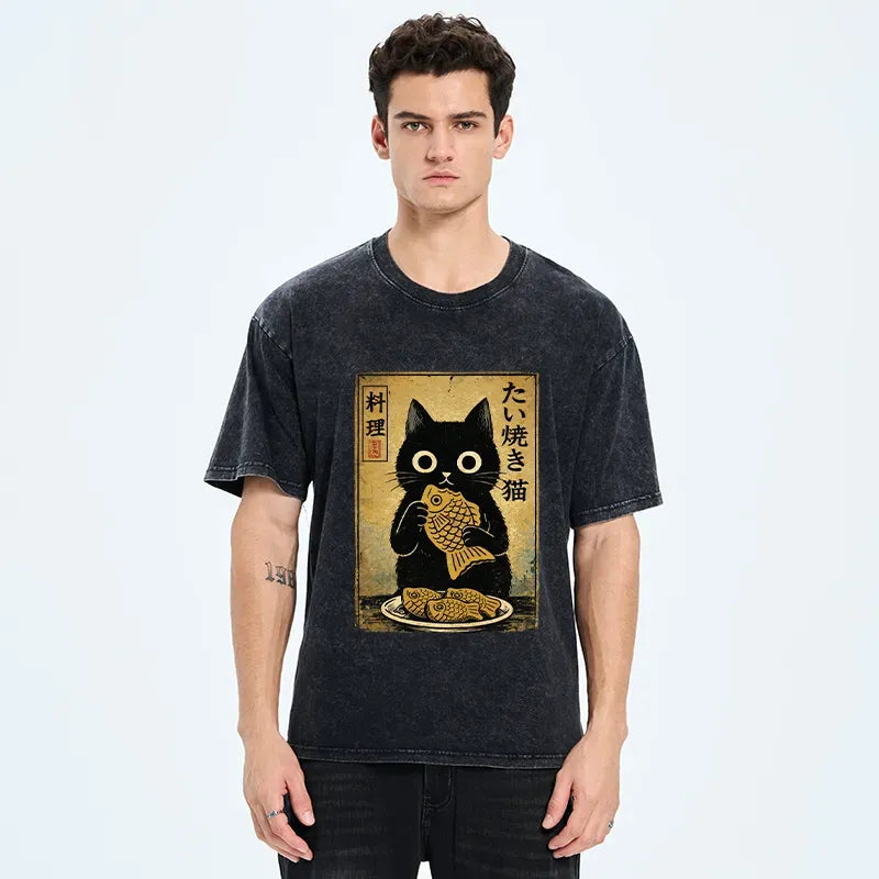 trendy kyoto cat t-shirt for summer