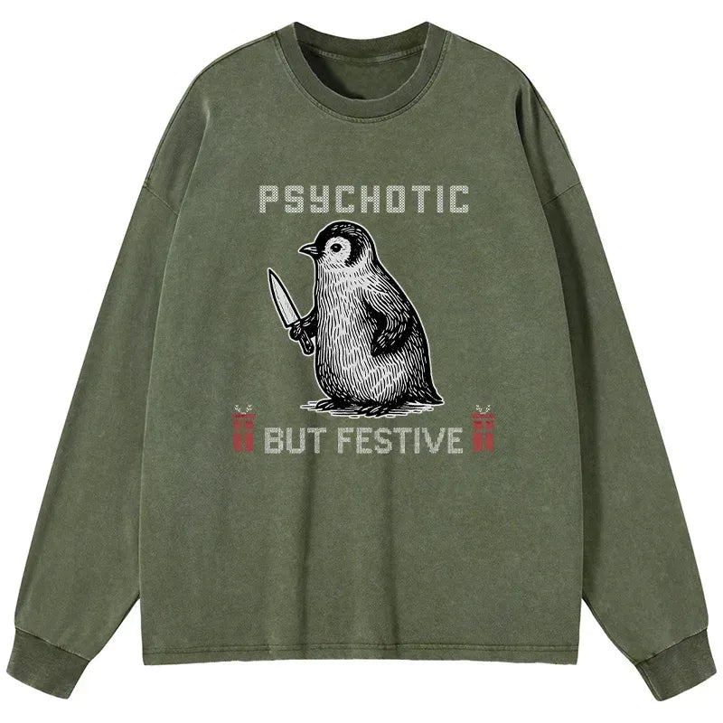 Japanese Washed Long Sleeve T-Shirt for Christmas