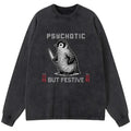 Kyoto-Lion Overstimulated but Festive Christmas Washed Long Sleeve T-Shirt