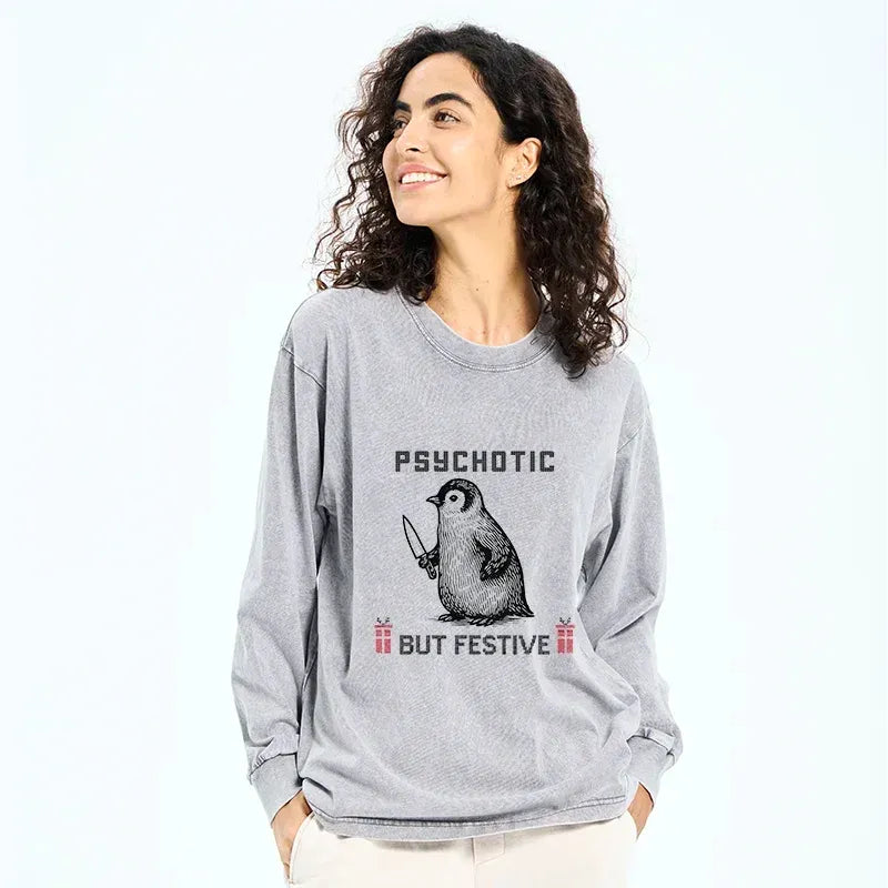 Japanese Washed Long Sleeve T-Shirt for Christmas