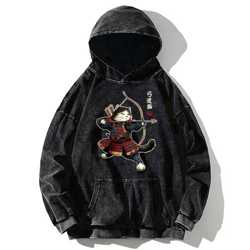 Vintage Ukiyo-e Washed Hoodie for Vacation