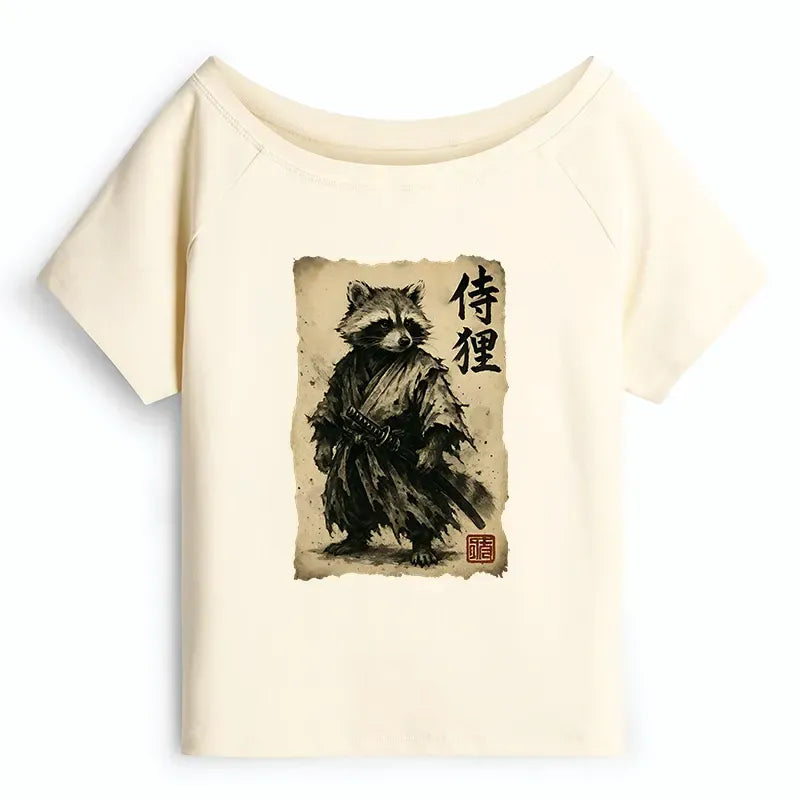 Japanese Vintage Raccoon Samurai Tee on Sale