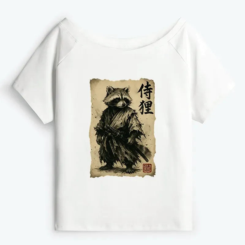 Japanese Vintage Raccoon Samurai Tee on Sale