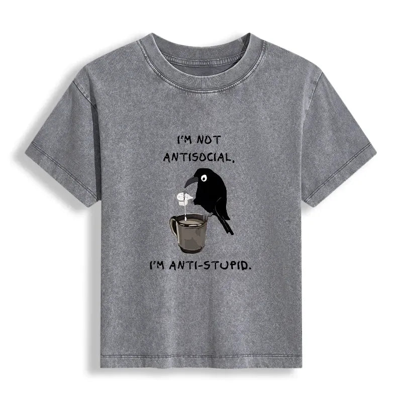 Calm Coffee Crow T-shirt for Daily Wear