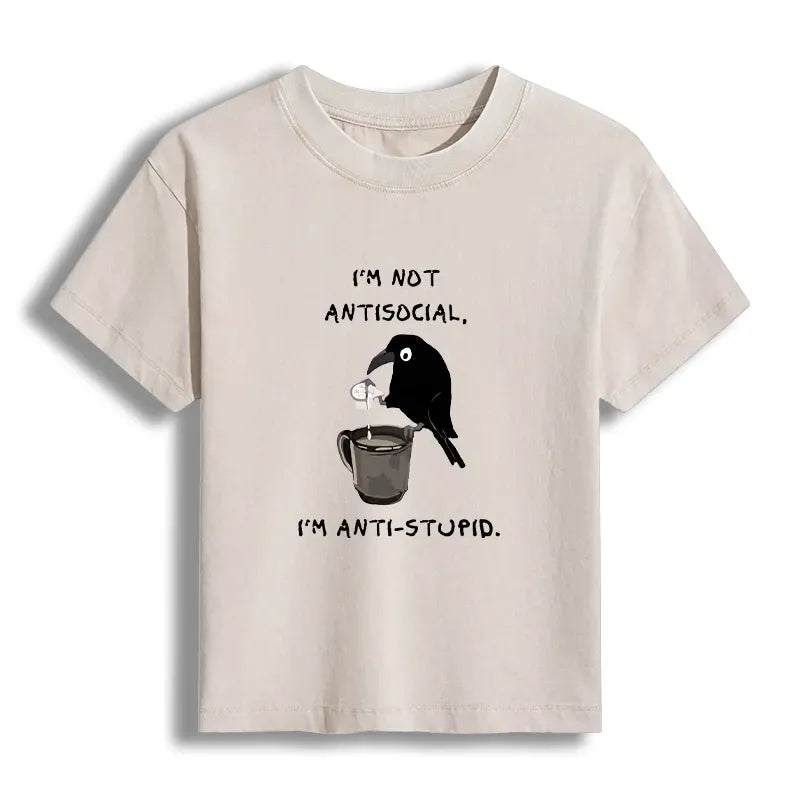 Calm Coffee Crow T-shirt for Daily Wear