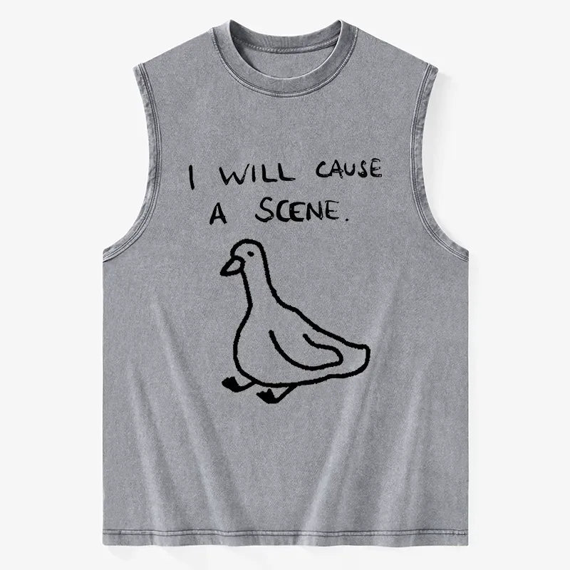 Kyoto-Lion Stupid Goose Funny Japan Retro Washed Tank