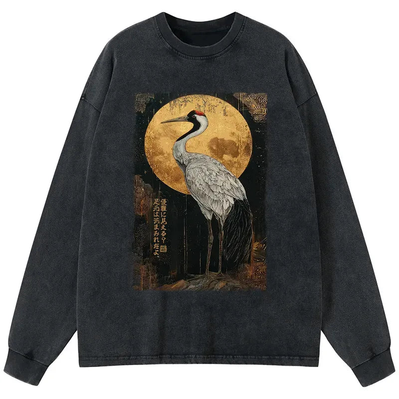 japanese crane t-shirt for streetwear