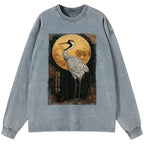 japanese crane t-shirt for streetwear