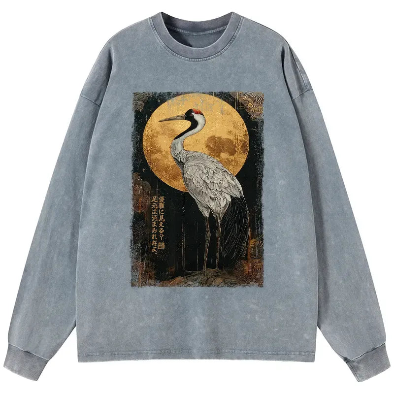 japanese crane t-shirt for streetwear