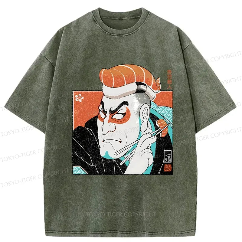 Sushi Chef Washed T-Shirt for Daily Wear