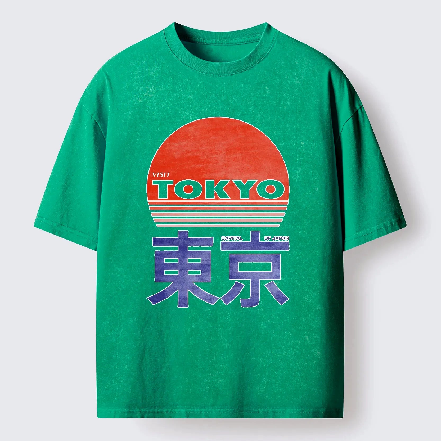 Japanese Washed T-Shirt with Kyoto Lion Design