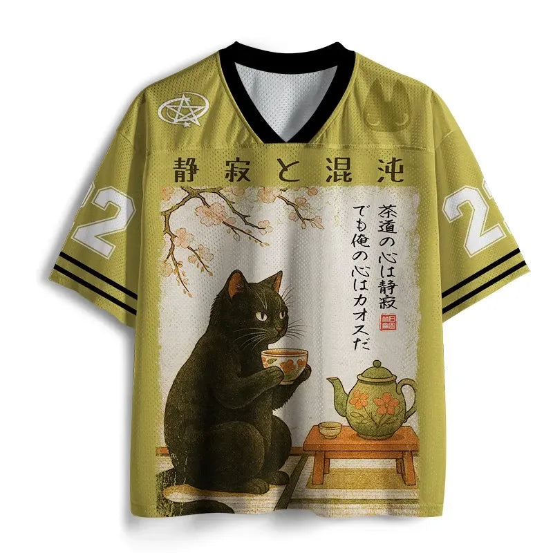 Kyoto-Lion Tea Time With A Black Cat Mesh Jersey