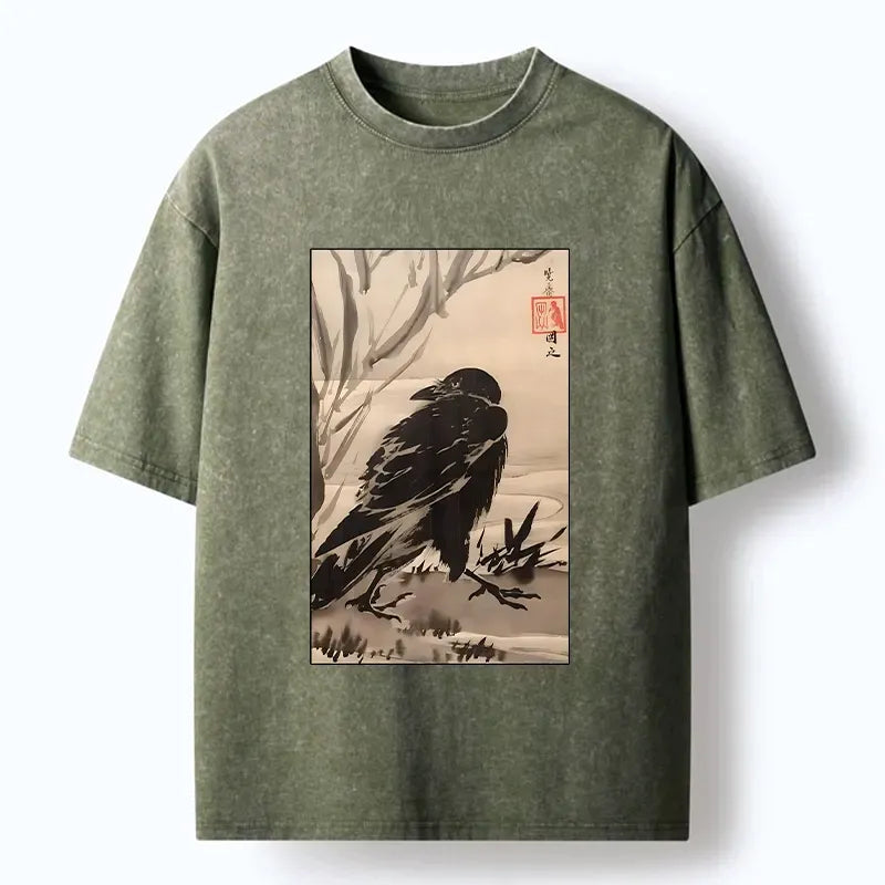 Japanese Ink Wash Crow T-Shirt