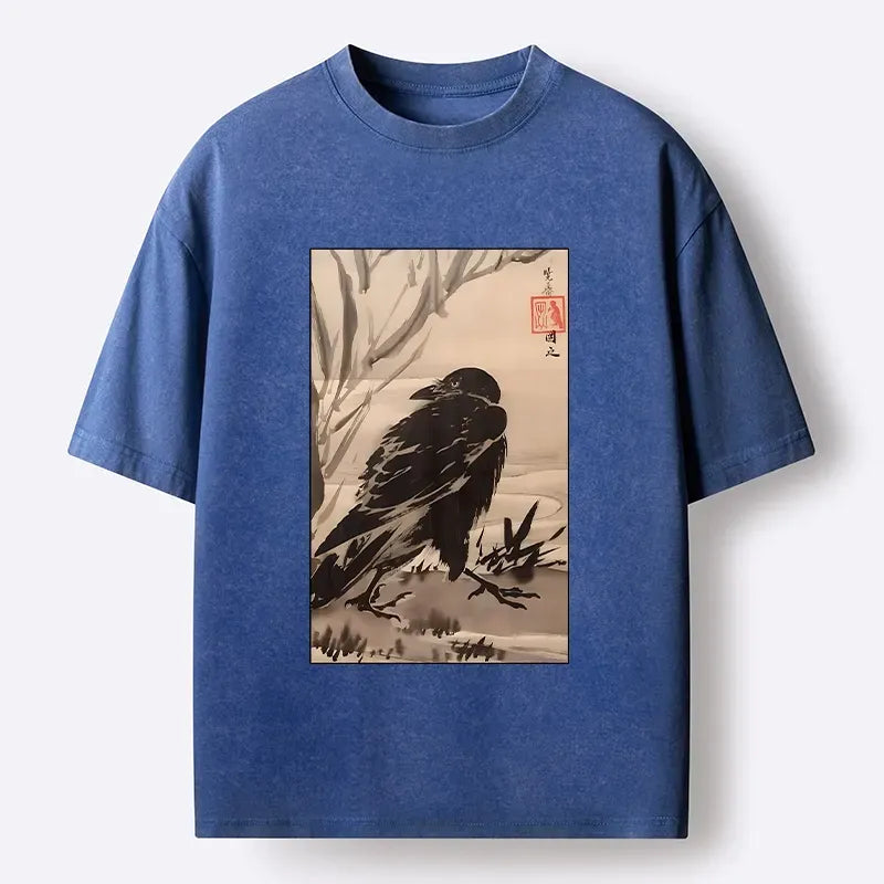 Kyoto Lion Crow Art Washed Tee