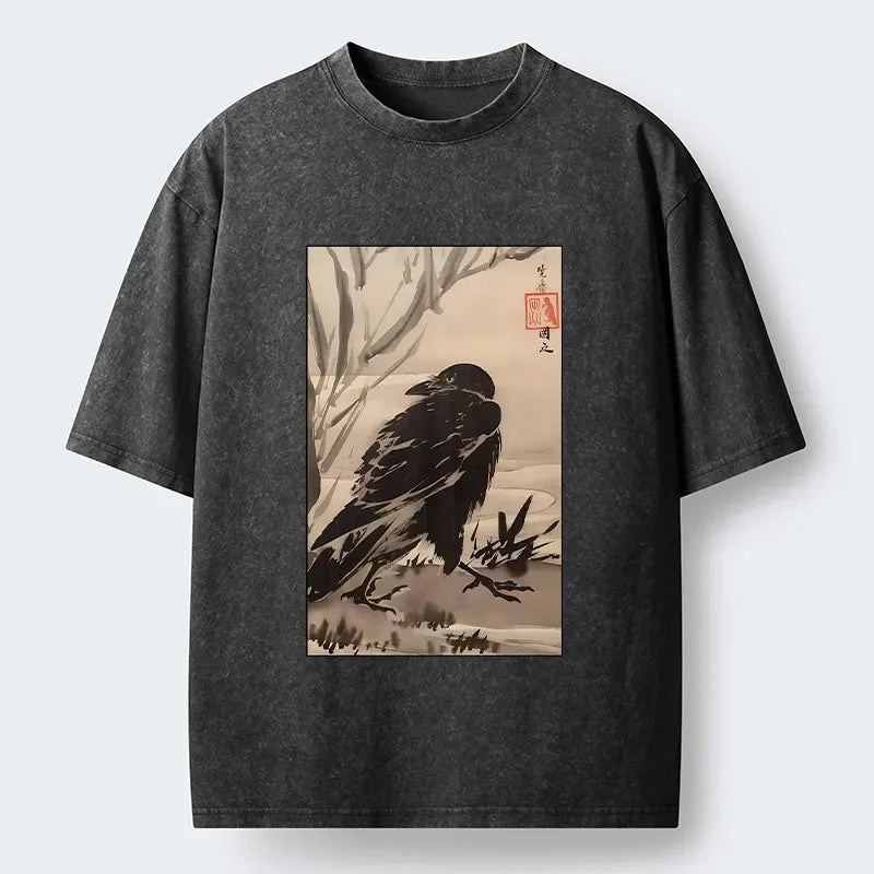 Kyoto Lion Crow Art Washed Tee