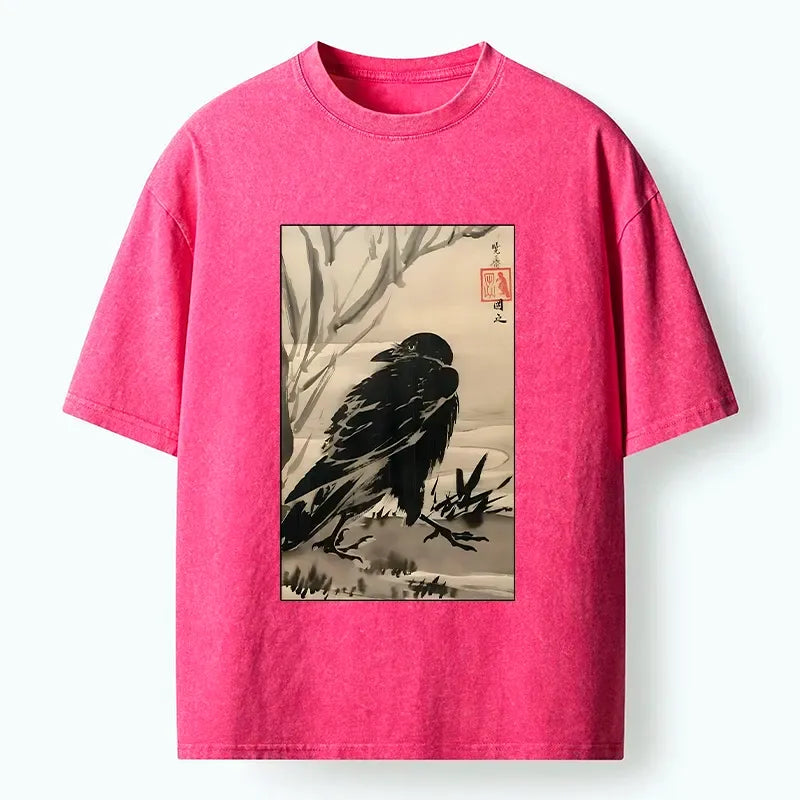 Kyoto Lion Crow Art Washed Tee