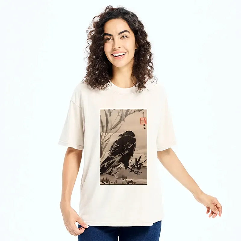 Kyoto Lion Crow Art Washed Tee