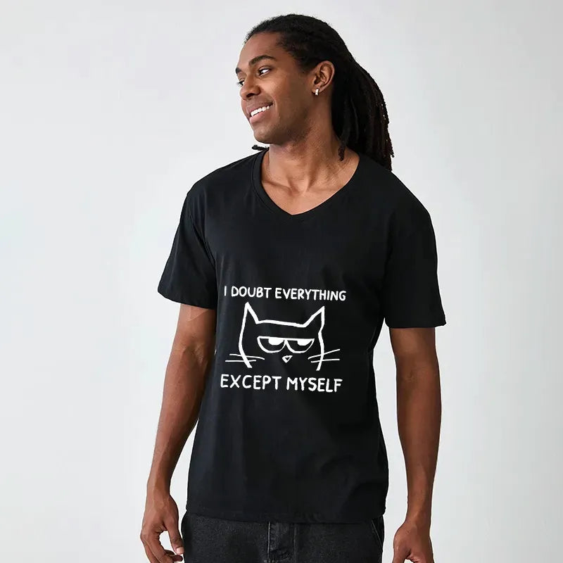Kyoto-Lion Confident Kitten V-Neck Classic T-Shirt