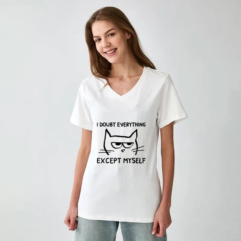 Confident Kitten V-Neck Tee