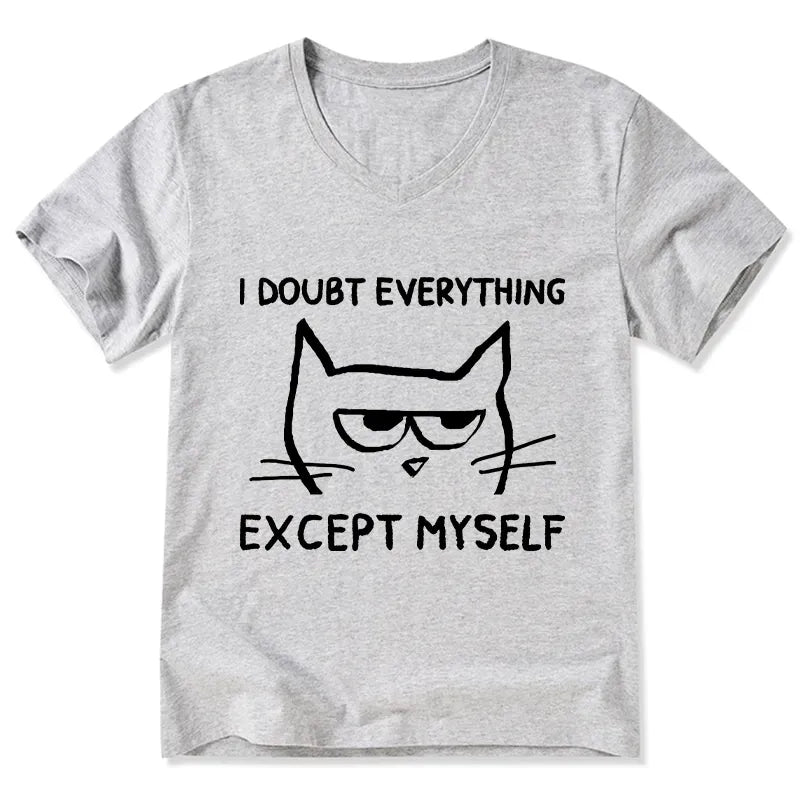 Confident Kitten V-Neck Tee