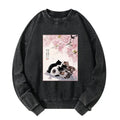 Kyoto-Lion Cute Cats Sakura Garden Washed Sweatshirt